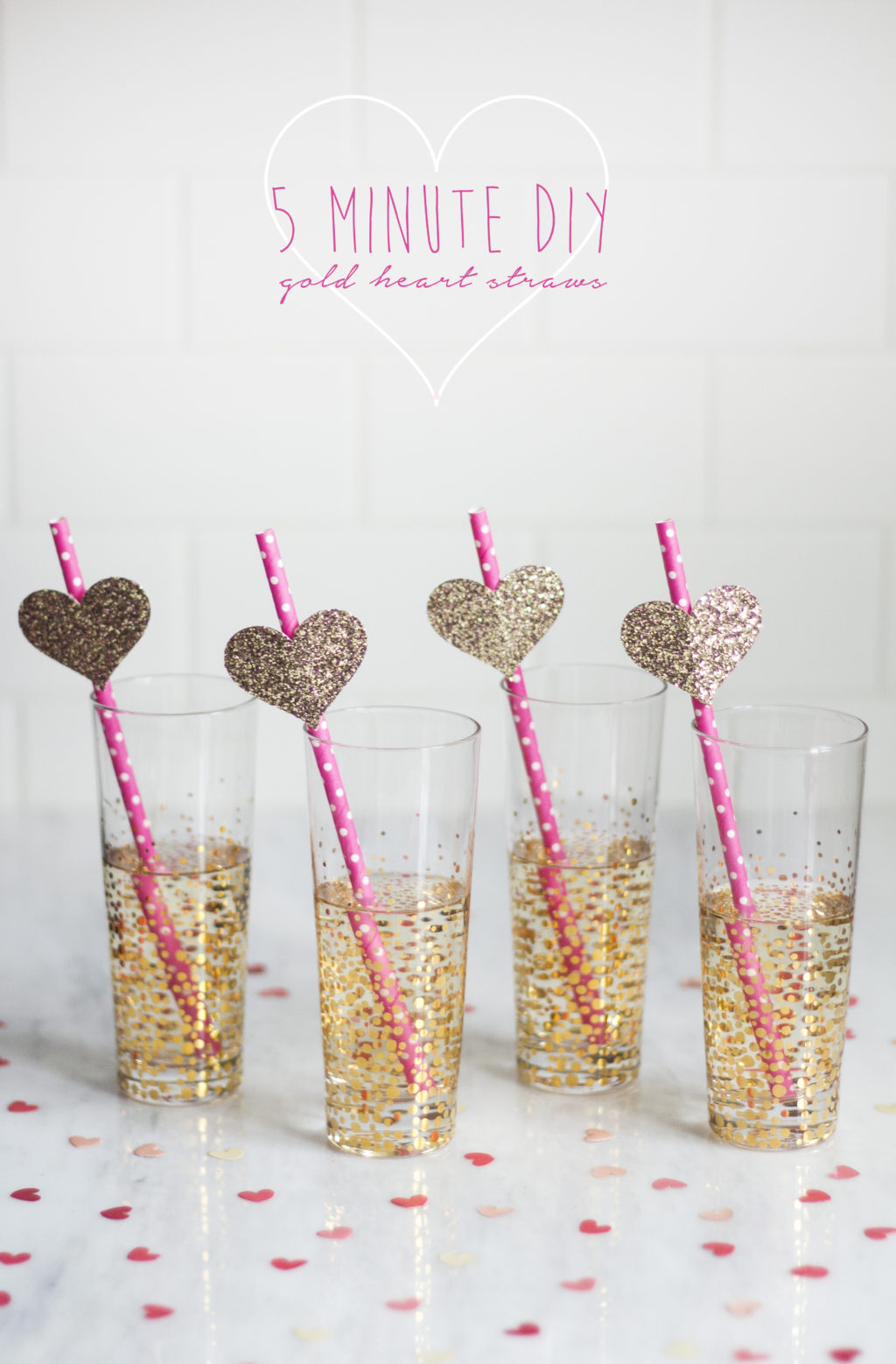 5 Minute DIY: Gold Heart Straws, The Blondielocks