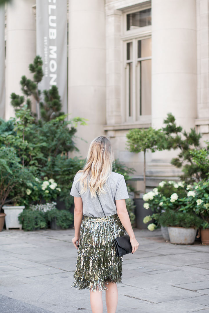 Gold sequin 2025 skirt with fringe