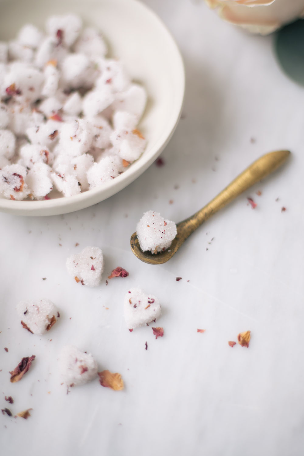 rose water sugar cubes shaped like hearts