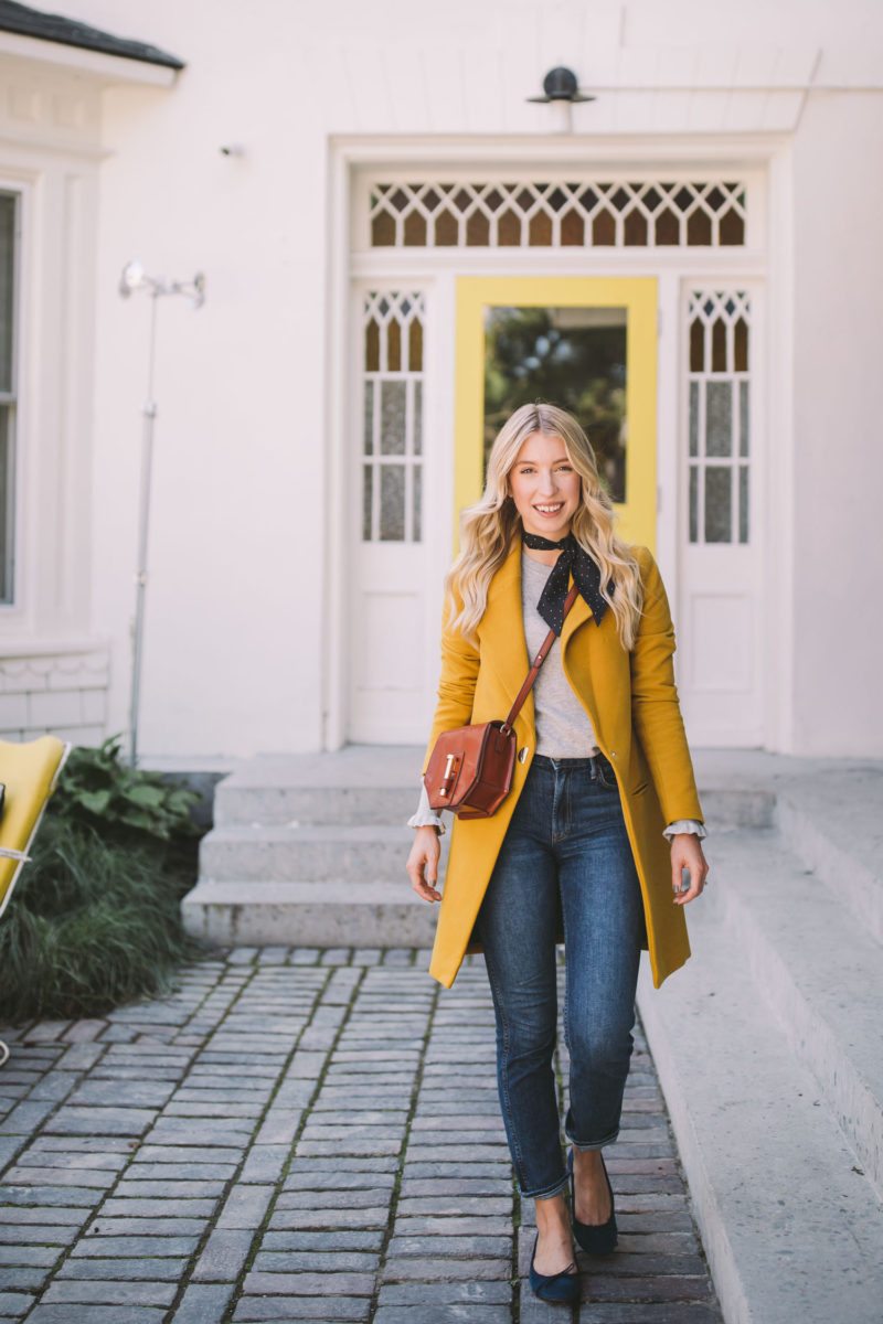yellow coat outfits