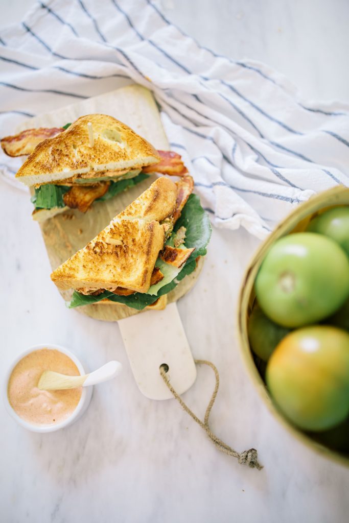 Bacon, Lettuce and Fried Green Tomato Sandwich The Blondielocks