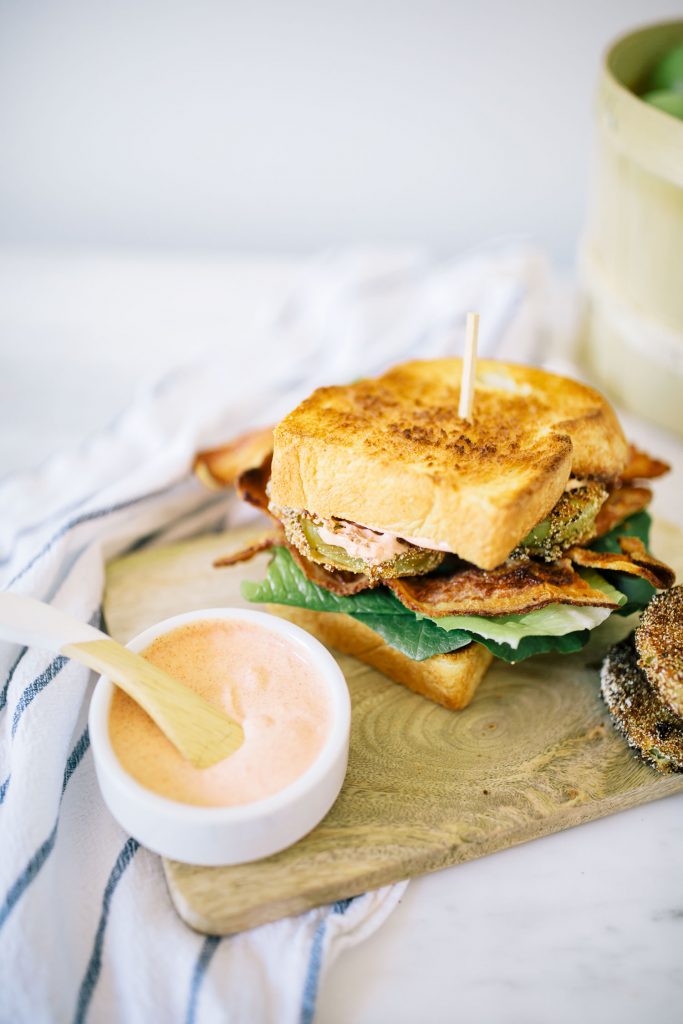Bacon, Lettuce and Fried Green Tomato Sandwich The Blondielocks